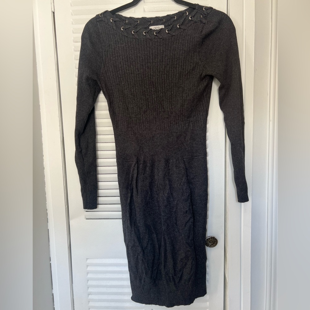 Cache Charcoal Knit Midi Dress